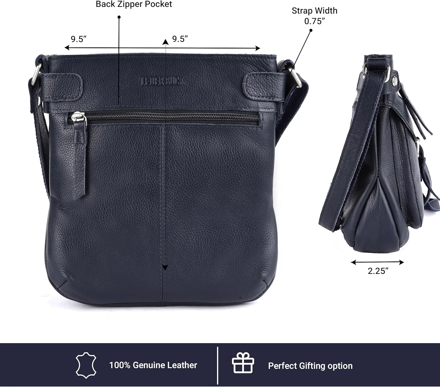 Real Leather Soft Small Womens Crossbody Handbags & Purses - Premium Sling Crossover Shoulder Bag