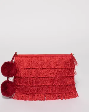 Red Fringe Layer Clutch Bag