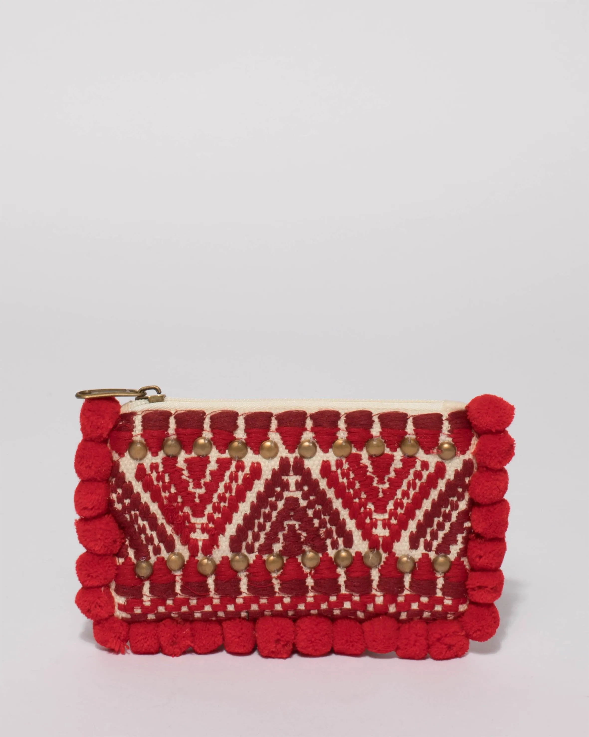 Red Weave Leah Hardcase Weave Clutch Bag