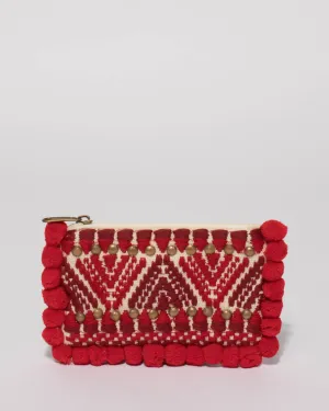 Red Weave Leah Hardcase Weave Clutch Bag