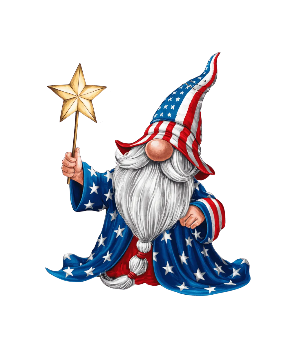 Red, White, and Blue Gnome - Ready To Print DTF Transfers