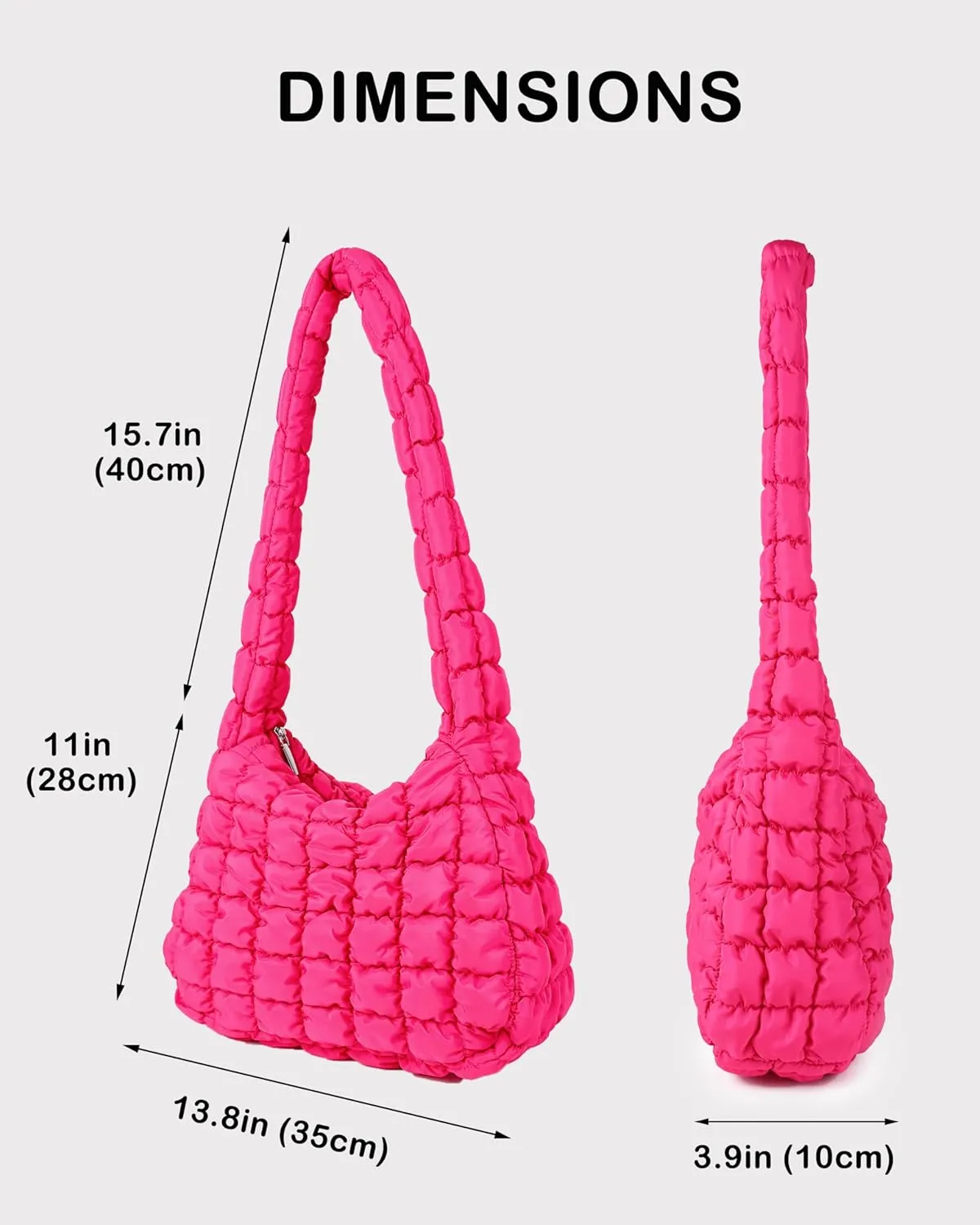 Rejolly Puffer Quilted Shoulder Bag for Women Puffy Bubble Tote Bag Lightweight Nylon Handbag Padded Soft Purse