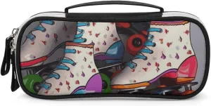 Retro Roller Skates Colorful Leather Makeup Bag Portable Small Cosmetic Organizer Waterproof Toiletry Bags Brushes Pencils And Travel Make Up Accessories