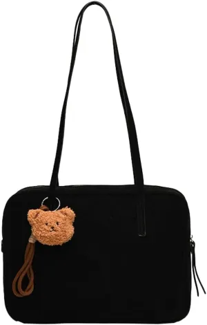 Retro Suede Shoulder Bag for Women Suede Tote Handbag Satchel Crossbody Bag Winter Work Purse Large Suede Square Bag