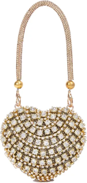 Rhinestones Heart Shape Clutch Purses for Women Sparkly Evening Bags for Prom Cocktail Party Wedding Purse