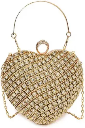 Rhinestones Heart Shape Clutch Purses for Women Sparkly Evening Bags for Prom Cocktail Party Wedding Purse