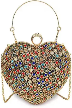 Rhinestones Heart Shape Clutch Purses for Women Sparkly Evening Bags for Prom Cocktail Party Wedding Purse