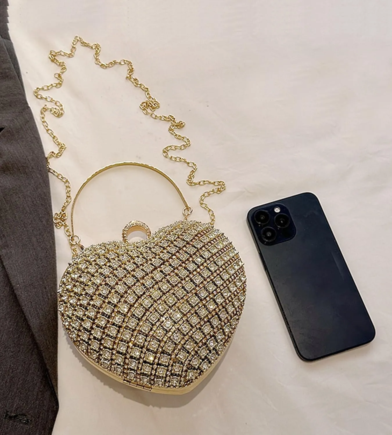 Rhinestones Heart Shape Clutch Purses for Women Sparkly Evening Bags for Prom Cocktail Party Wedding Purse