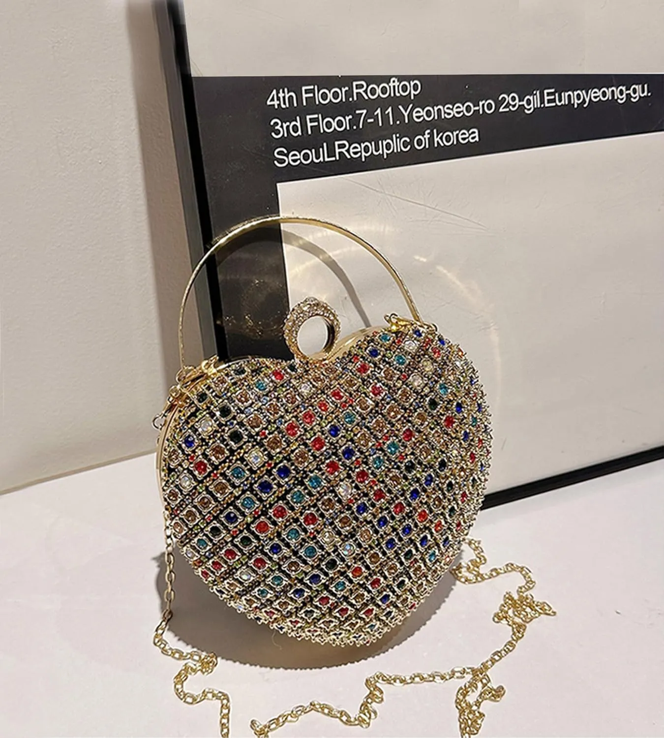 Rhinestones Heart Shape Clutch Purses for Women Sparkly Evening Bags for Prom Cocktail Party Wedding Purse