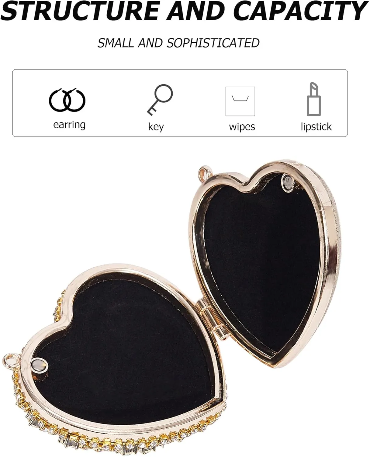 Rhinestones Heart Shape Clutch Purses for Women Sparkly Evening Bags for Prom Cocktail Party Wedding Purse