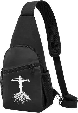 Rooted in Christ Religious Christian Chest Pack Leisure Shoulder Crossbody Chest Bag