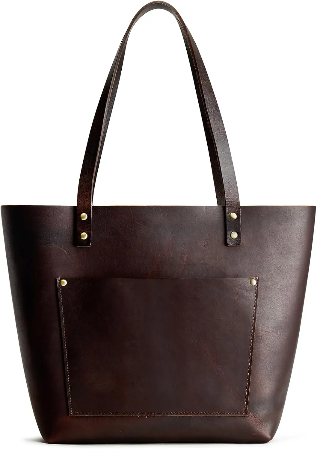 S-ZONE Leather Tote Bag for Women Large Work Shoulder Purses and Handbags with Outside Pocket