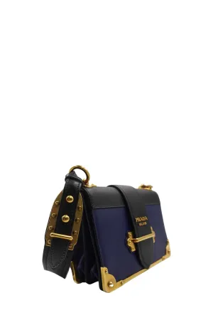 Saffiano-Trimmed City Calf Cahier Bag Blue