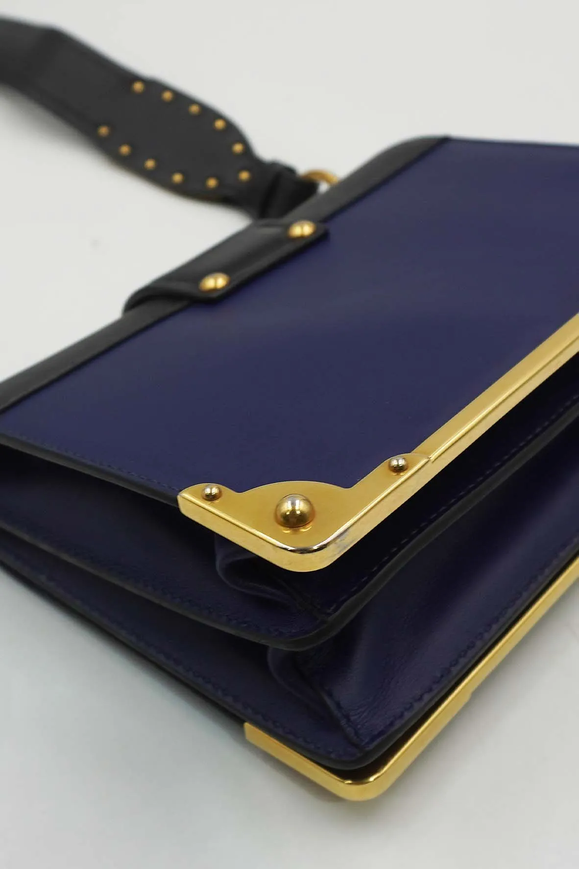 Saffiano-Trimmed City Calf Cahier Bag Blue