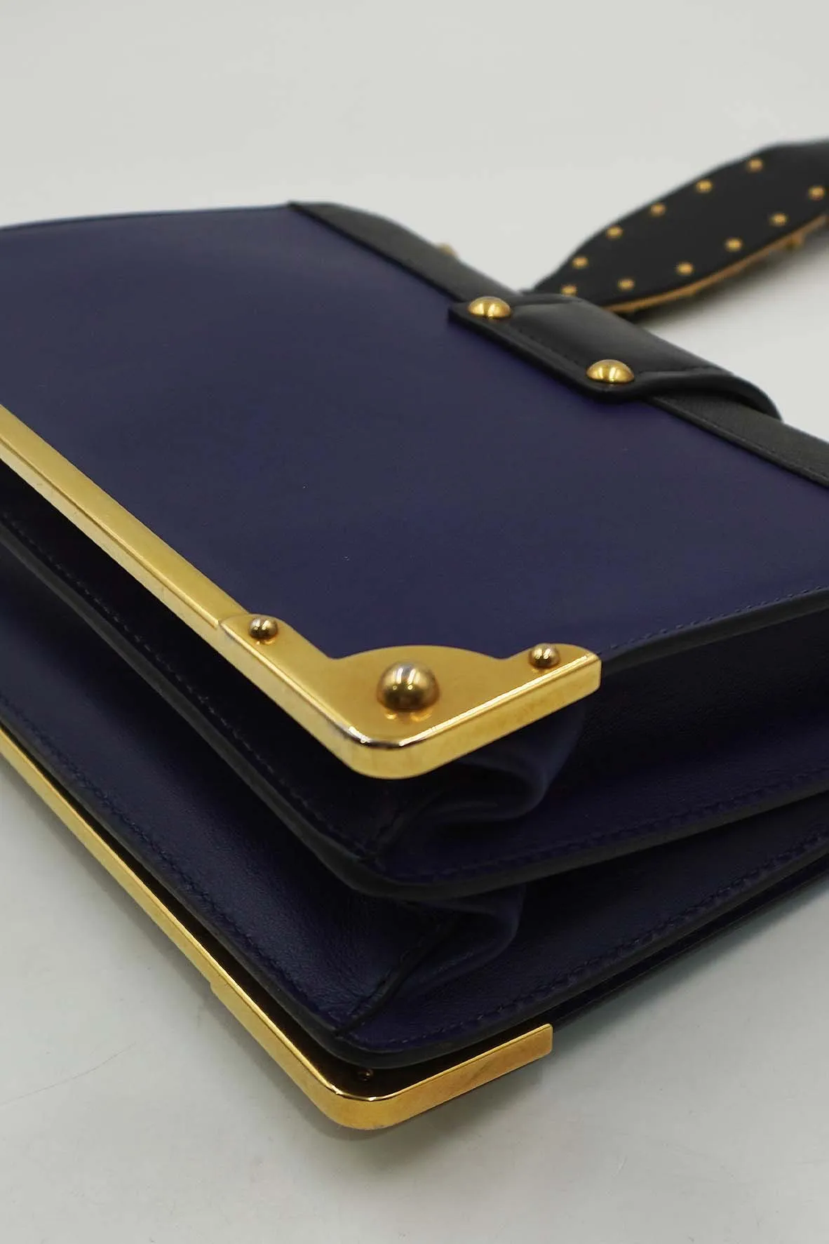 Saffiano-Trimmed City Calf Cahier Bag Blue