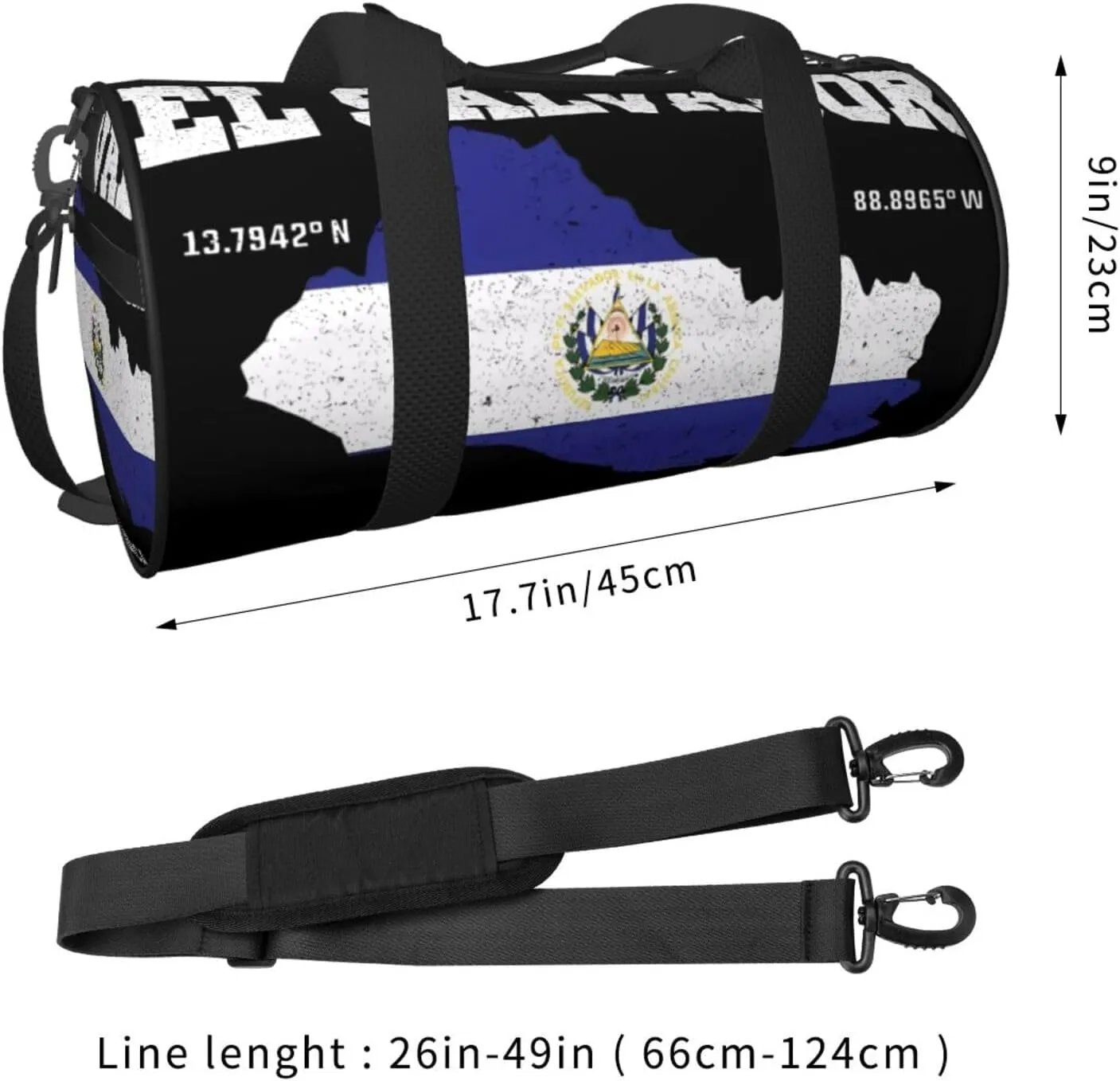 Salvadoran El Salvador Map Flag Round Travel Duffel Bag Large Capacity Gym Sports Bags for Hiking Vacation Trips