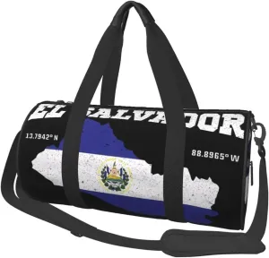 Salvadoran El Salvador Map Flag Round Travel Duffel Bag Large Capacity Gym Sports Bags for Hiking Vacation Trips