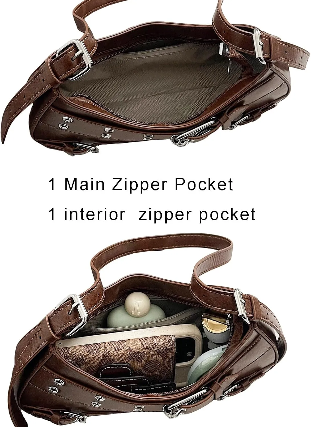 Sanxine Shoulder Bags for Women Small Y2k Purses Punk Shoulder Purse Lightweight Hobo Bag Handbags Trendy Crescent Bags