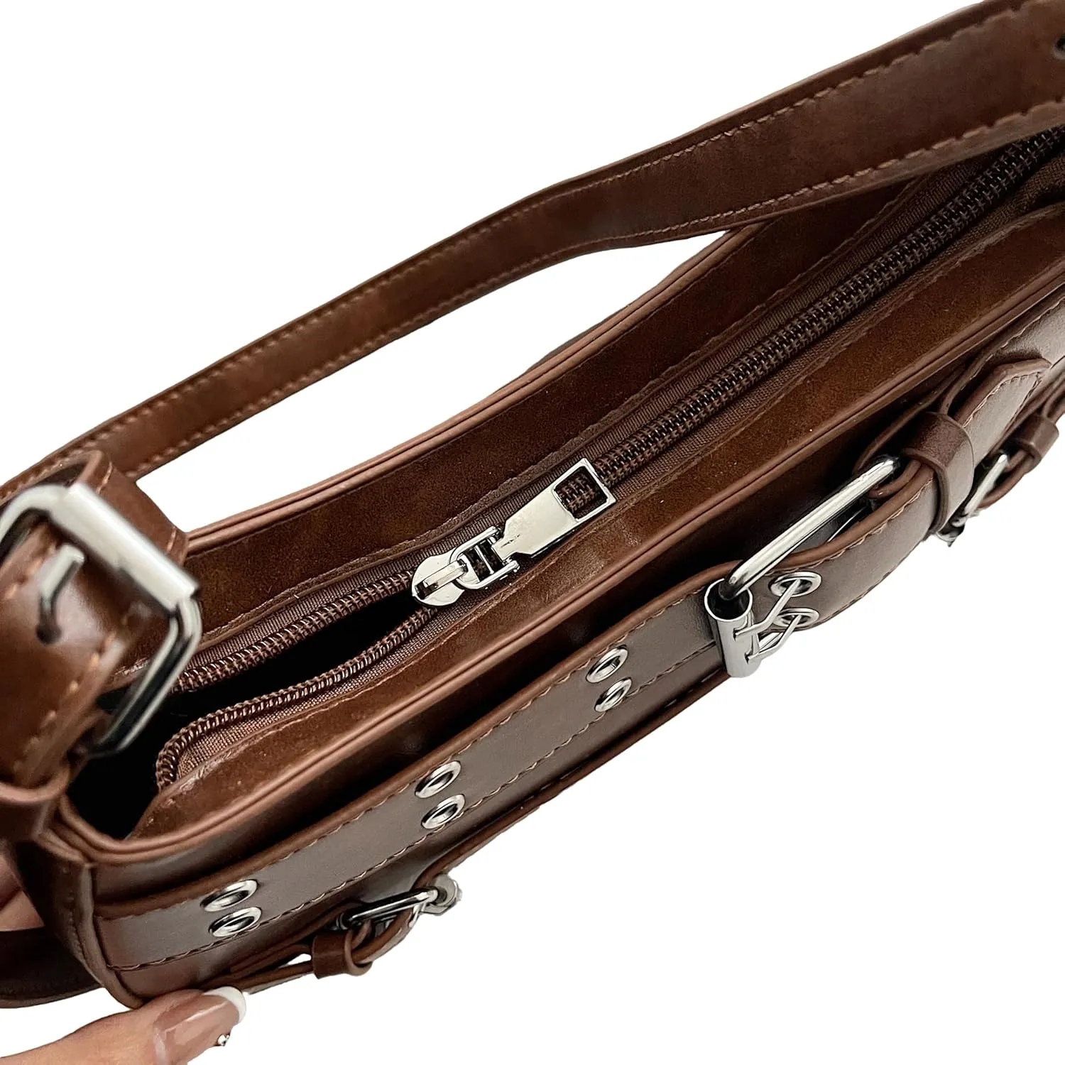 Sanxine Shoulder Bags for Women Small Y2k Purses Punk Shoulder Purse Lightweight Hobo Bag Handbags Trendy Crescent Bags