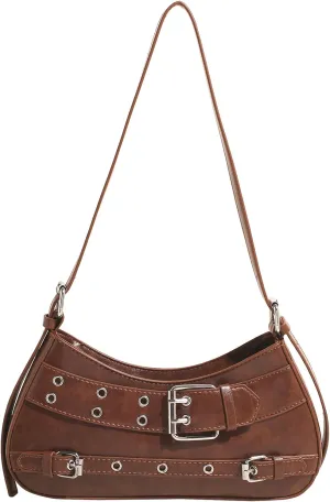 Sanxine Shoulder Bags for Women Small Y2k Purses Punk Shoulder Purse Lightweight Hobo Bag Handbags Trendy Crescent Bags