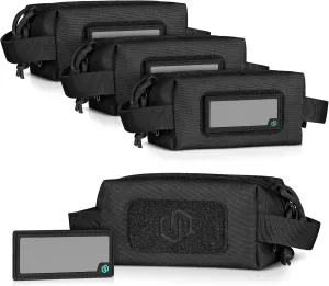 Savior Equipment Loose Sacs 4-Pack Tactical Ammo Pouch Firearm Ammunition Carrier Bag, ID Patches Included, Rifle Carbine Pistol Revolver Ammos Transportation Soft Case Hunting Shooting Range Gear