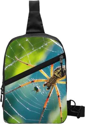 Scary Spider Printed men's and women's foldable crossbody bags, sports crossbody bags, perfect fashion combination
