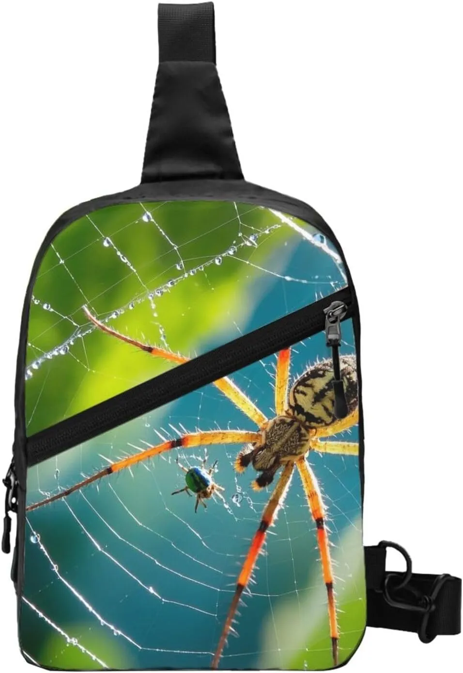 Scary Spider Printed men's and women's foldable crossbody bags, sports crossbody bags, perfect fashion combination