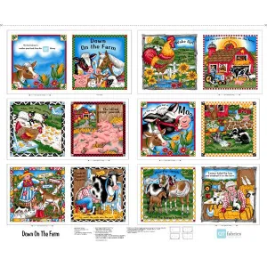 Sew & Go V Down on the Farm Panel 36" White Quilting Treasures Cotton Fabric