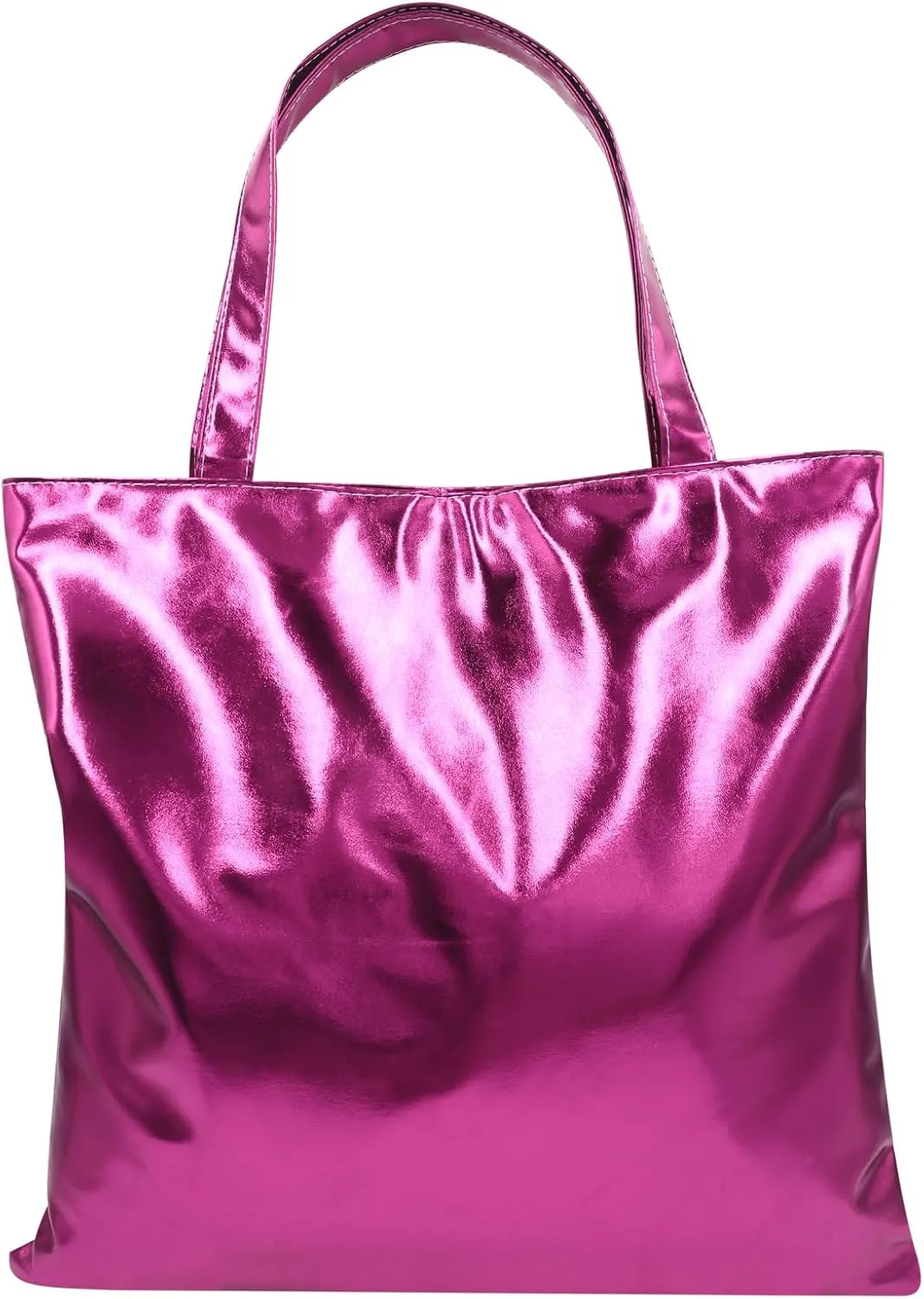 Shiny Holographic Tote Handbag Fashion PU Leather Metallic Purse Shoulder Bag Shopping Pouch for Women Girls