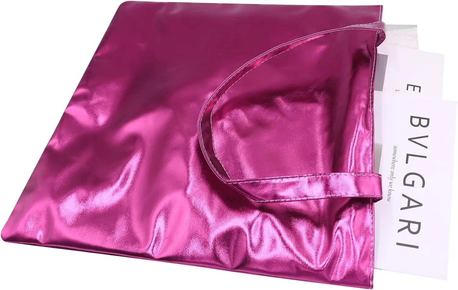 Shiny Holographic Tote Handbag Fashion PU Leather Metallic Purse Shoulder Bag Shopping Pouch for Women Girls
