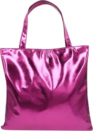 Shiny Holographic Tote Handbag Fashion PU Leather Metallic Purse Shoulder Bag Shopping Pouch for Women Girls