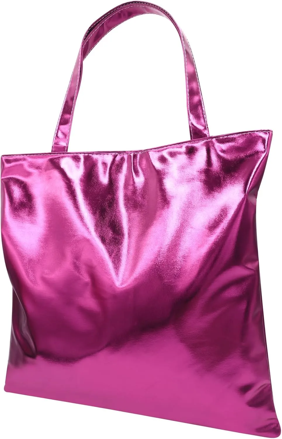 Shiny Holographic Tote Handbag Fashion PU Leather Metallic Purse Shoulder Bag Shopping Pouch for Women Girls