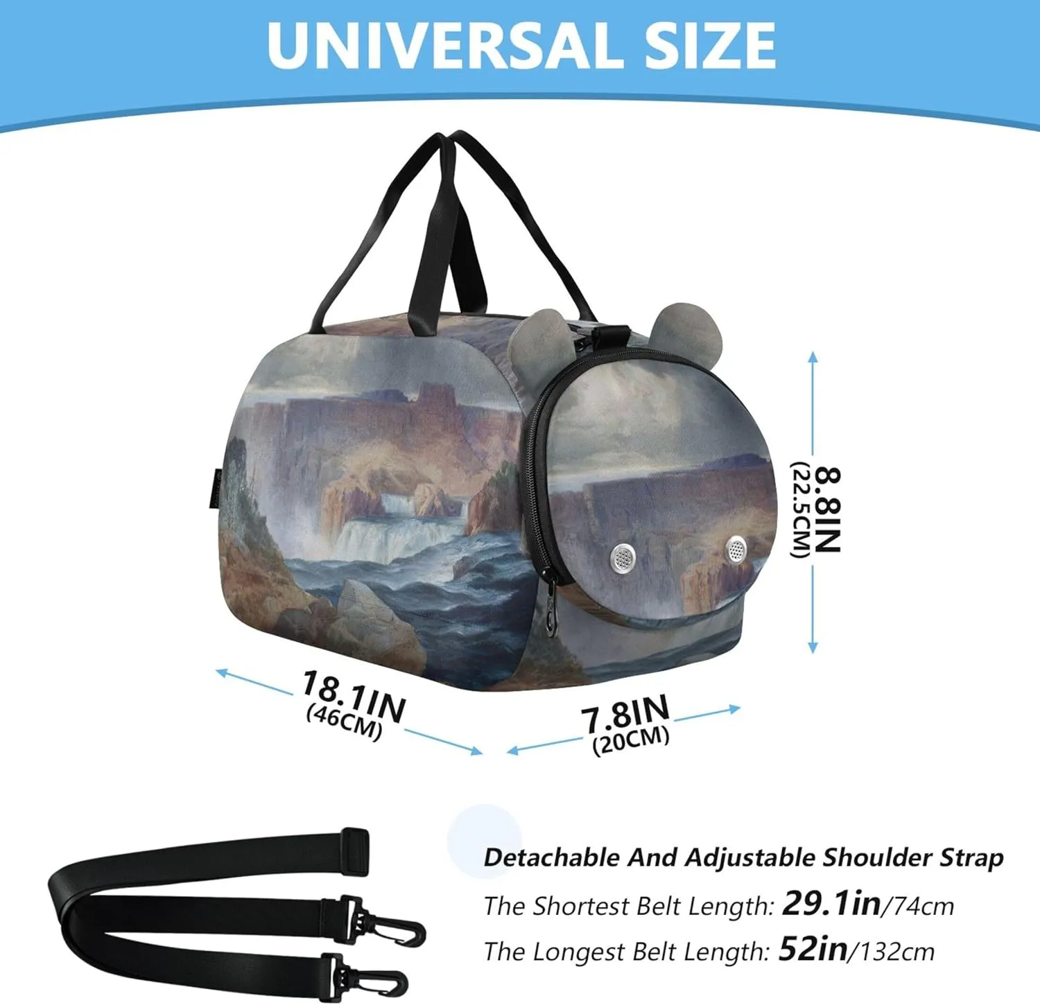 Shoshone Falls Idaho Thomas Moran Girls Duffle Bags Travel Tote Weekender Overnight Luggage Kids Sports Boys Carry on Duffel