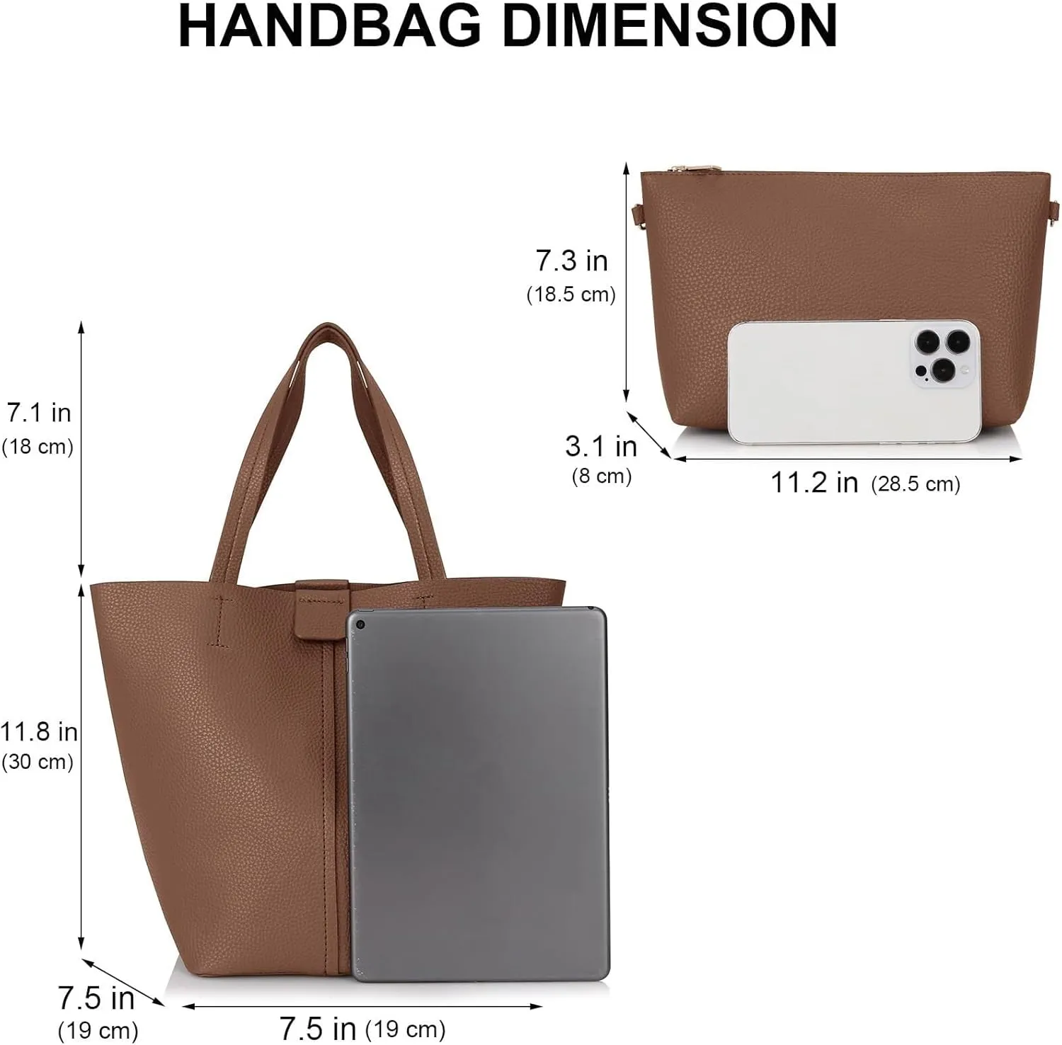 Shoulder Bag Women's 2 Piece Bucket Bag Set Soft Leather Tote & Crossbody Purse with Slouchy Hobo