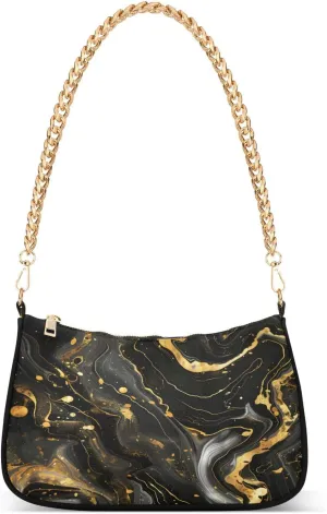 Shoulder Bags for Women Colorful Marble Texture Hobo Tote Handbag Small Clutch Purse with Zipper Closure
