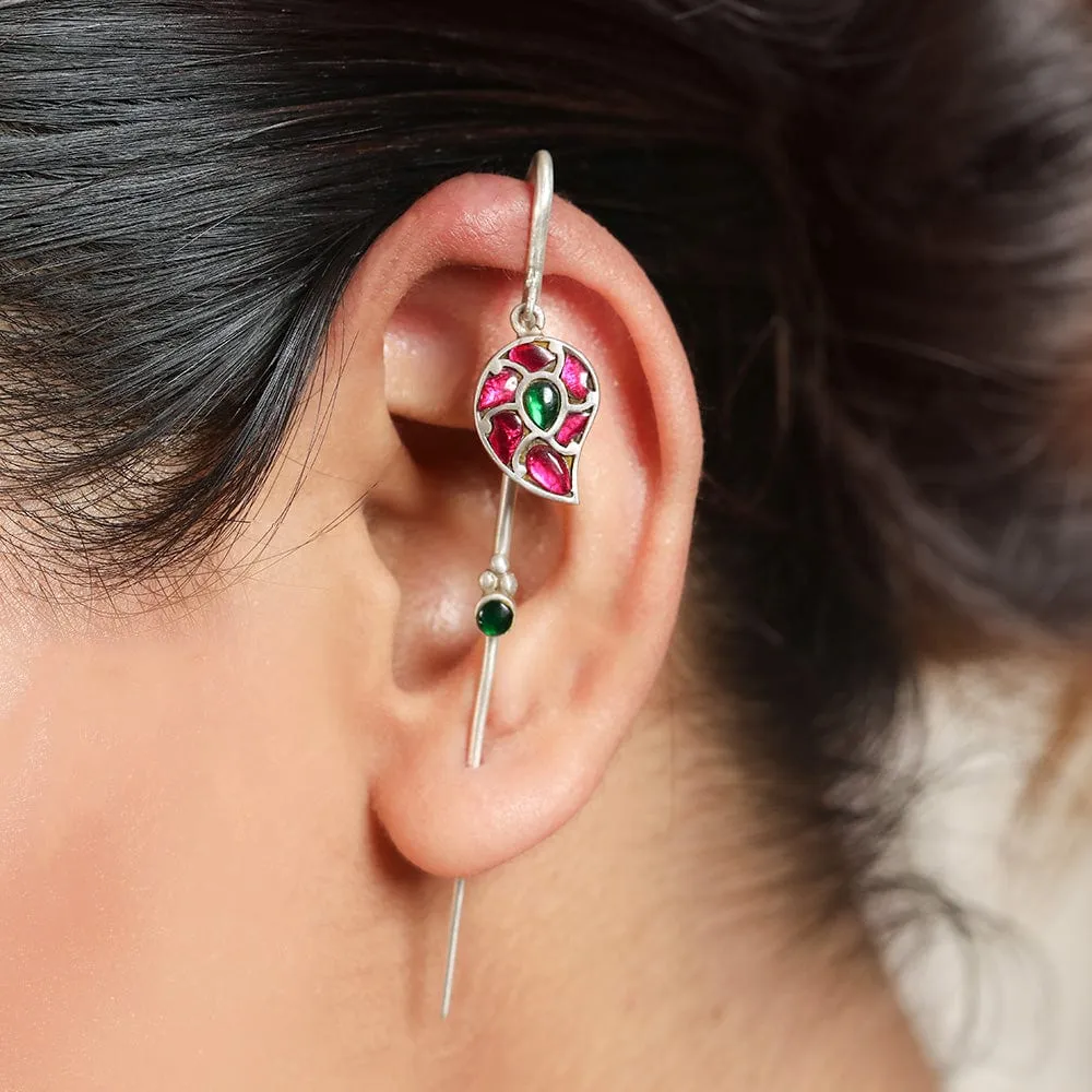 Silver Kundan Earcuff