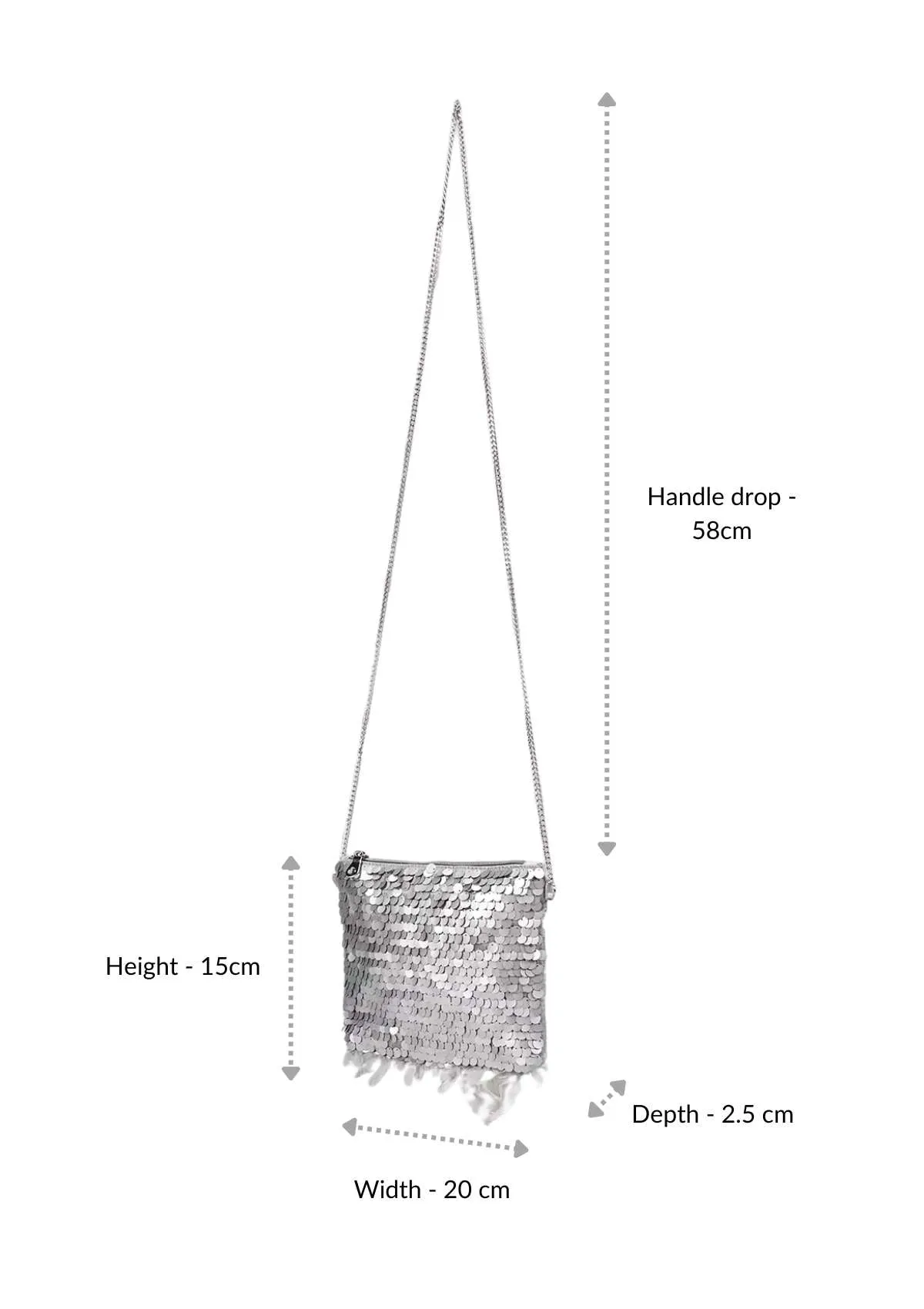 Silver Sequin Sparkling Mini Sling Bag