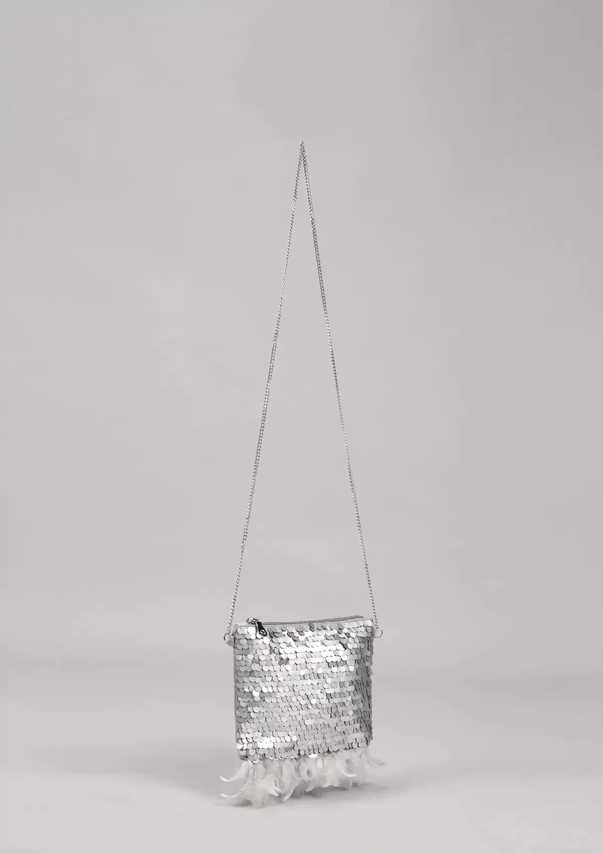 Silver Sequin Sparkling Mini Sling Bag