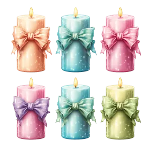 Six Pastel Colored Candles DTF (direct-to-film) Transfer