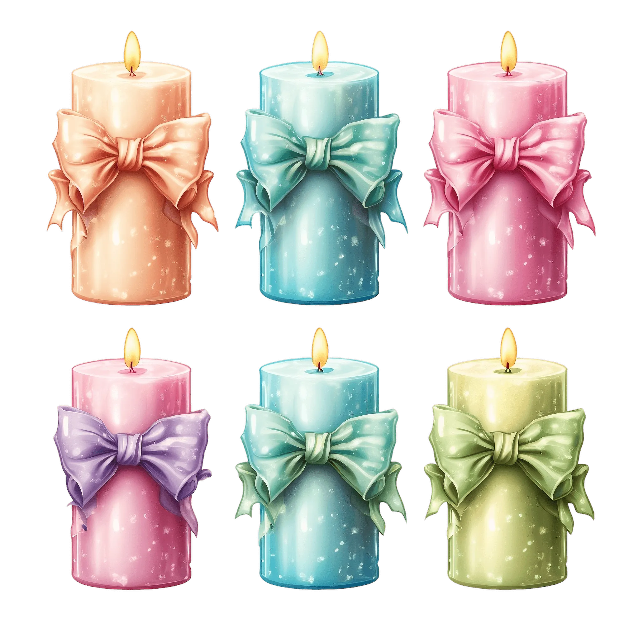 Six Pastel Colored Candles DTF (direct-to-film) Transfer