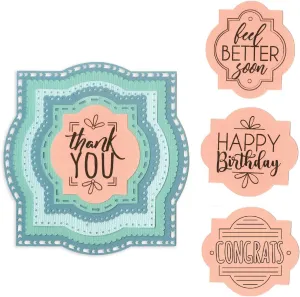 Sizzix Framelits Die Set with Stamps , Layered Labels by Courtney Chilson, 6 Pack, Multiple Sizes, Multicolor