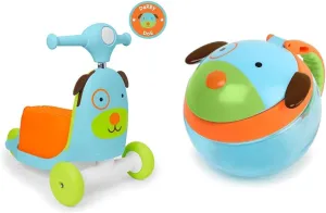 Skip Hop 3-in-1 Baby Activity Push Walker to Toddler Scooter, Zoo Dog and Snack Container