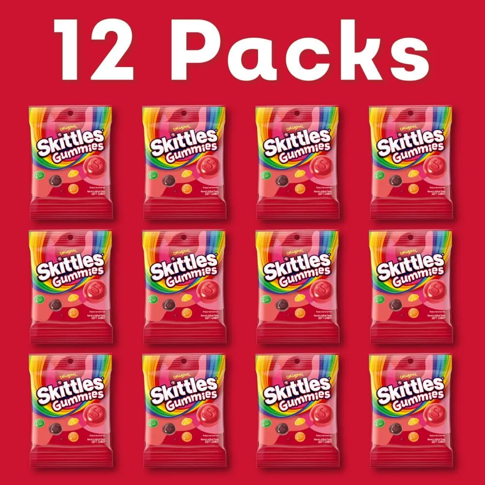 SKITTLES Original Gummy Candy Bulk Pack, 5.8 oz Bag (Pack of 12)