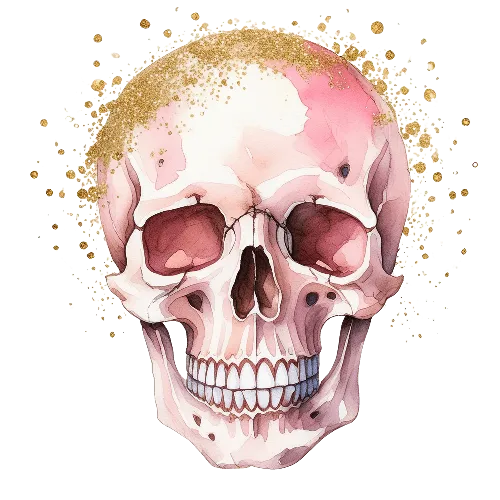 Skull Pink With Gold 1 Halloween DTF (direct-to-film) Transfer