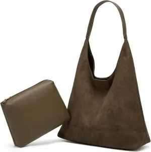 Slouchy Hobo Bags for Women Retro PU Leather Tote Crossbody Bag Soft Large Capacity 2pcs Shoulder Purses Handbags 2025
