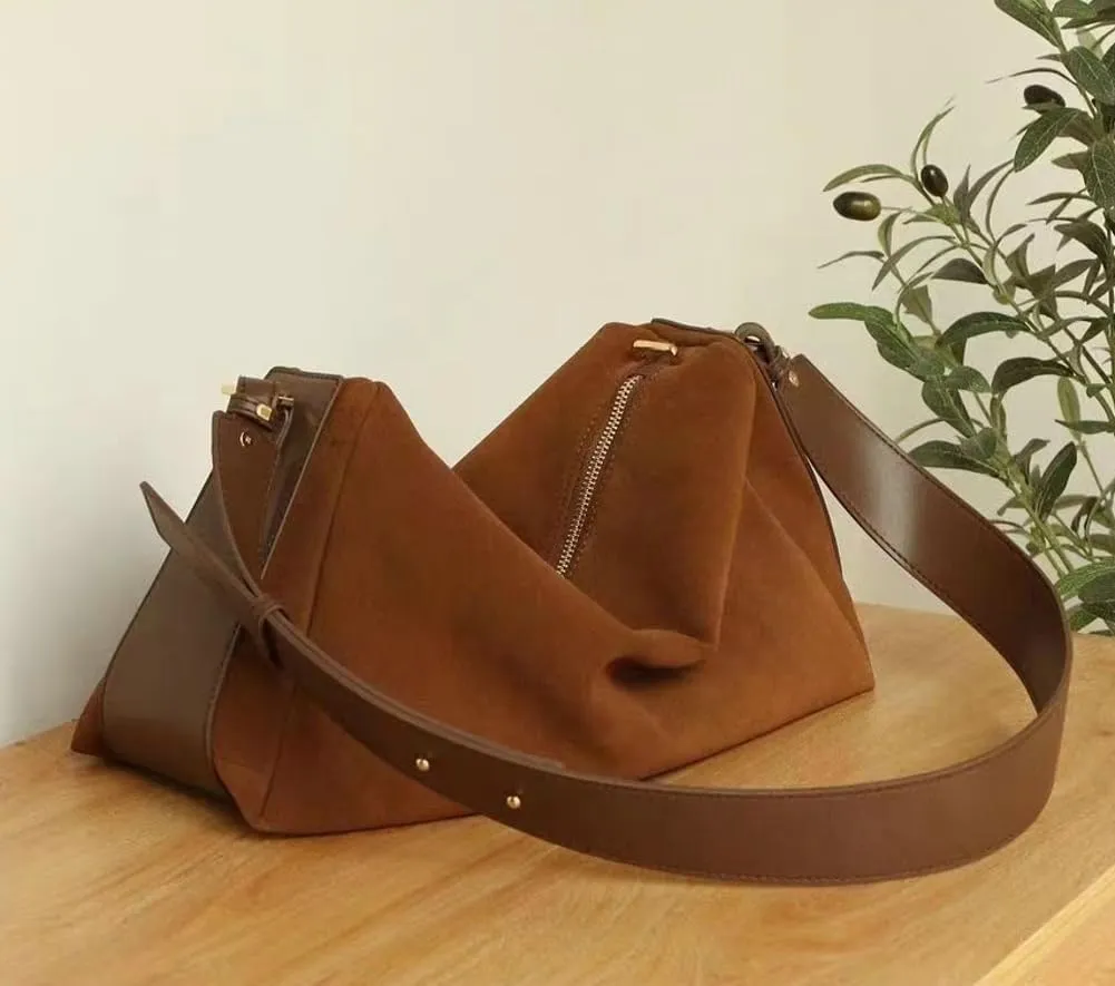 Slouchy Suede Cloud Hobo Bags Women Crescent Satchels Shoulder Bag Crossbody Phone Purse Trendy Top-handle Tote Handbag