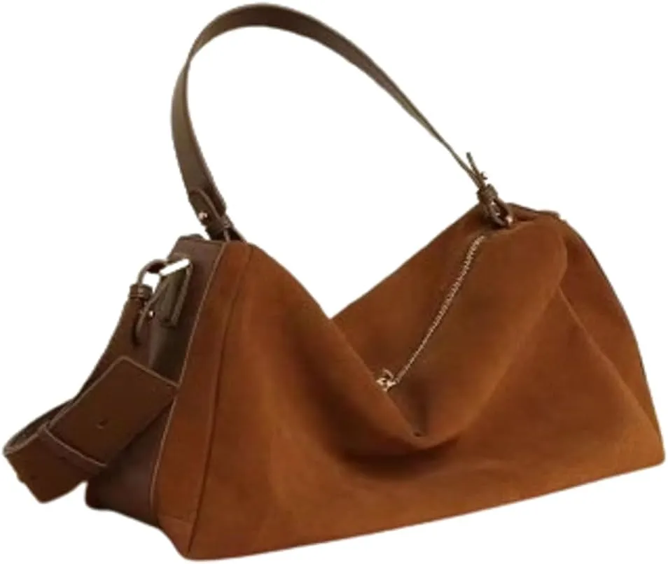 Slouchy Suede Cloud Hobo Bags Women Crescent Satchels Shoulder Bag Crossbody Phone Purse Trendy Top-handle Tote Handbag