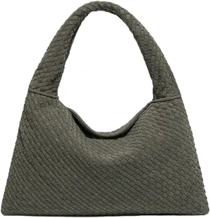 Slouchy Woven Suede Hobo Bags Women Trendy Suede Tote Bag Purse Shoulder Satchel Work Bag Top Handle Vintage Satchels Handbag