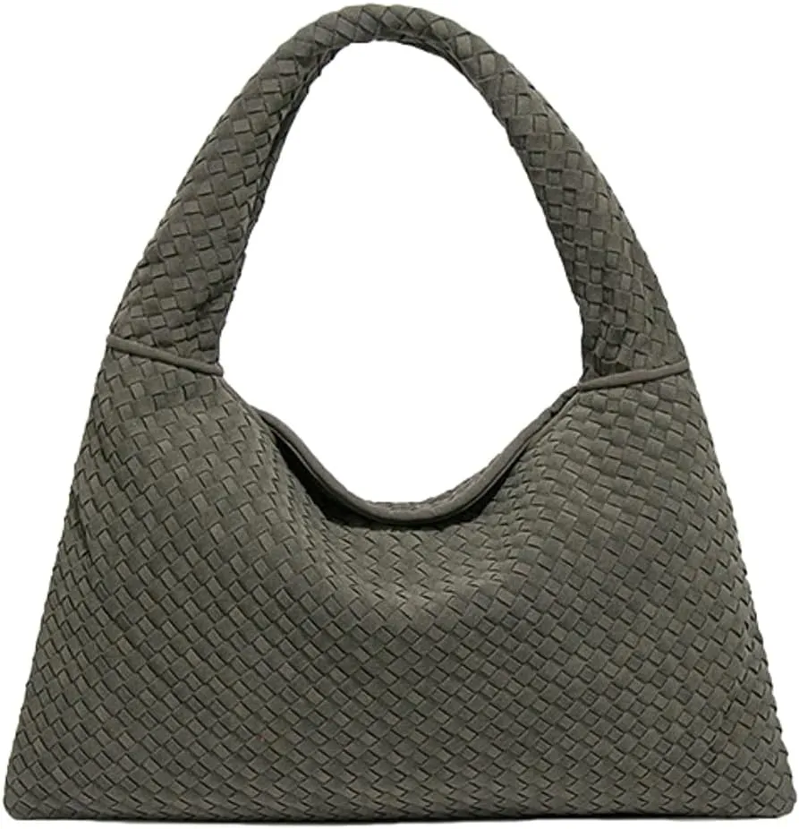 Slouchy Woven Suede Hobo Bags Women Trendy Suede Tote Bag Purse Shoulder Satchel Work Bag Top Handle Vintage Satchels Handbag
