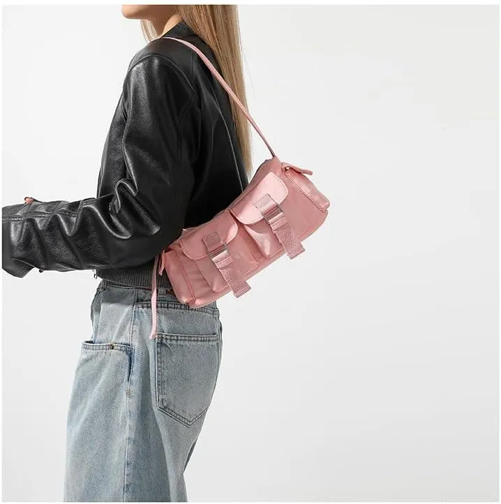 Small Casual Y2K Nylon Shoulder Bags Top Handle Women Purses And Handbags, Shoulder Bag Y2K Purse, Cute 90s Purse